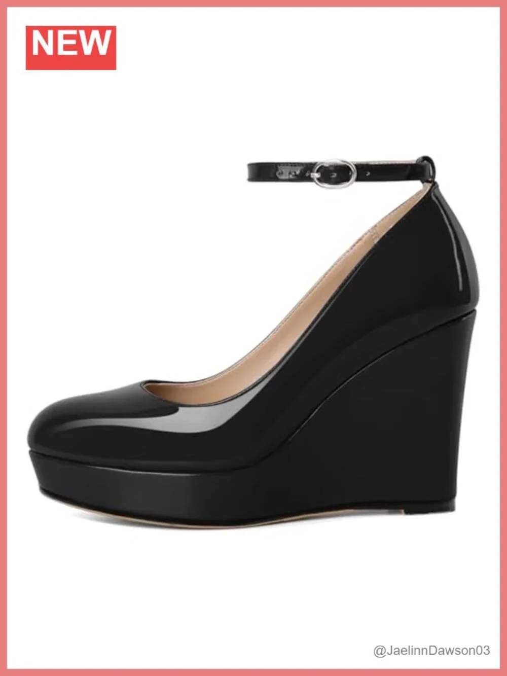 Women's Closed Toe Ankle Strap Platform Wedge Heels 4 Inch Leather